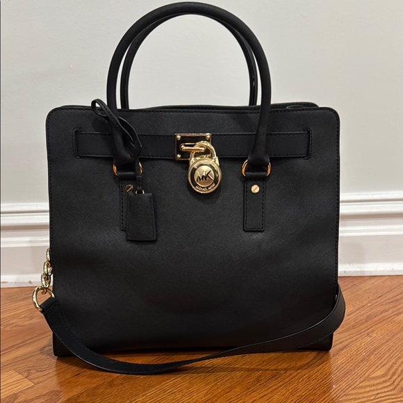 Michael Kors Hamilton Black with Gold Hardware - Picture 1 of 16
